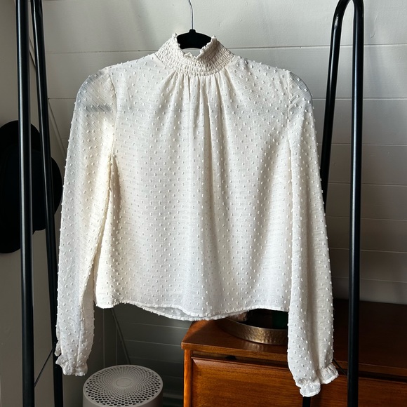 Sheer Swiss Dot Cream Top - Picture 3 of 5